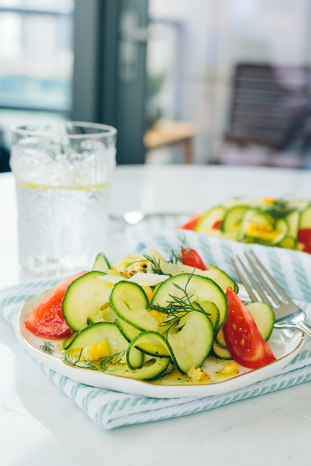 fresh zoodle salad with dill