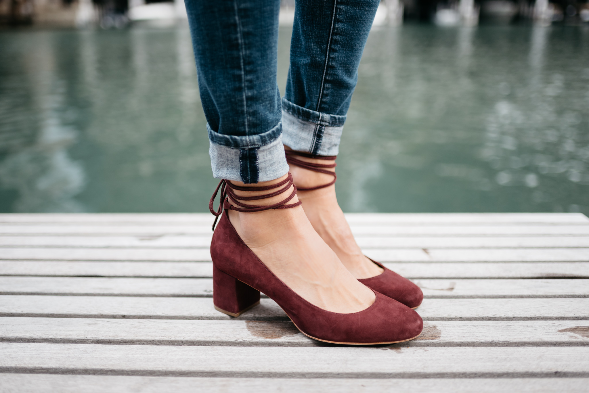 red suede heels