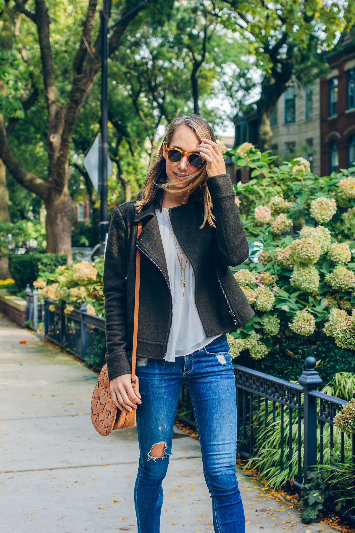 an unexpected wool moto jacket for fall