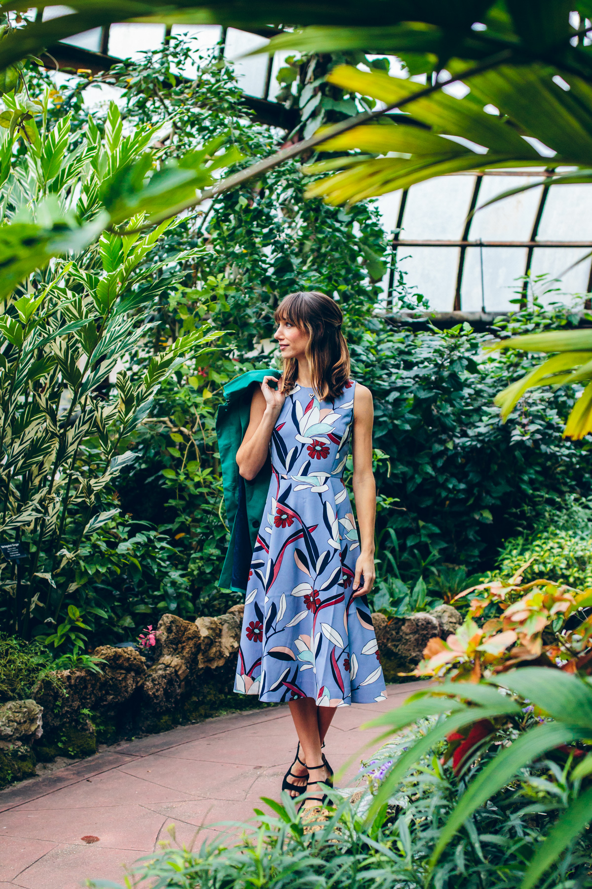 chicago fashion blogger Blair Staky in a floral midi dress