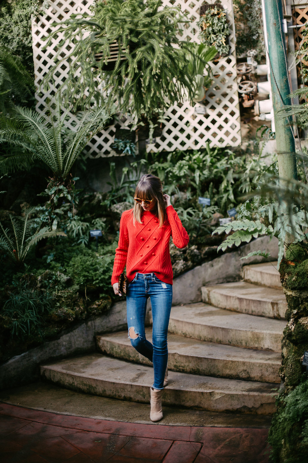 red sweater outfit