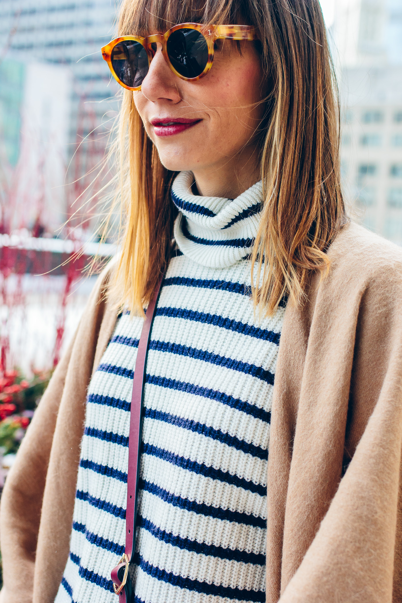 striped turtleneck sweater