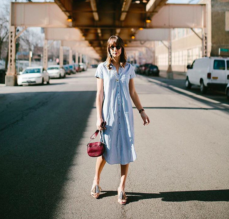 blue stripe t-shirt dress