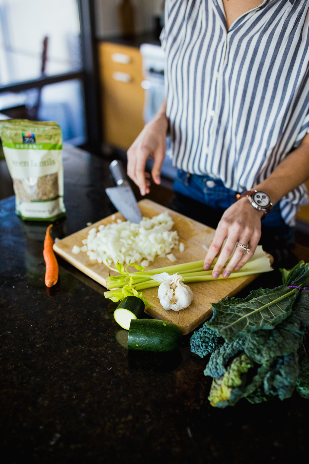 chopping vegetables