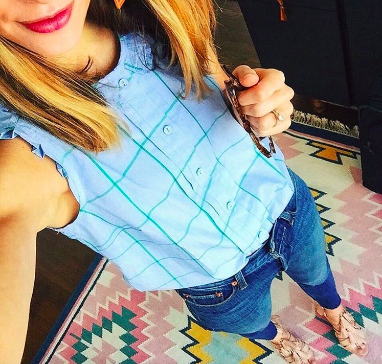 blue check top #ootd