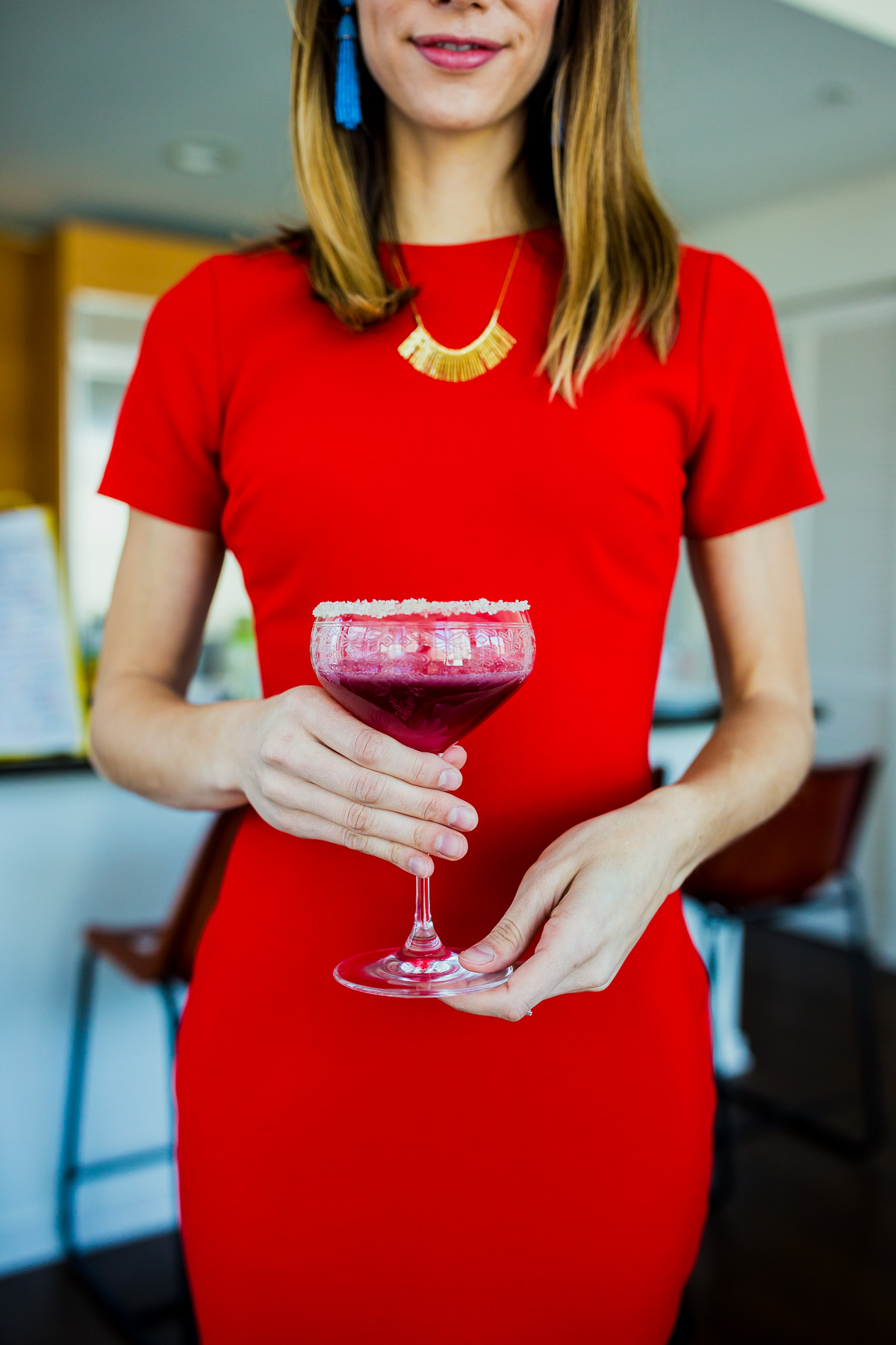 red dress and cocktail