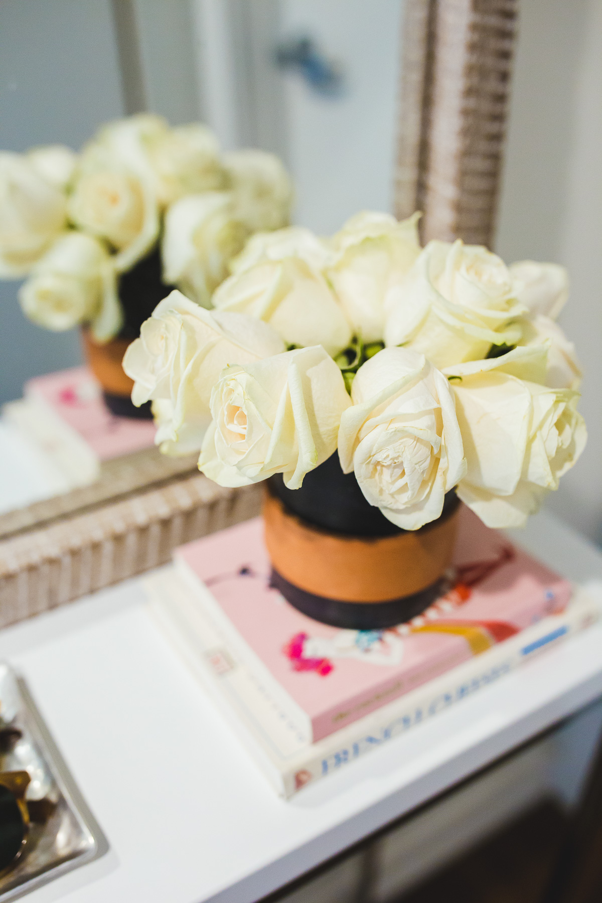 fresh roses in a marble vase