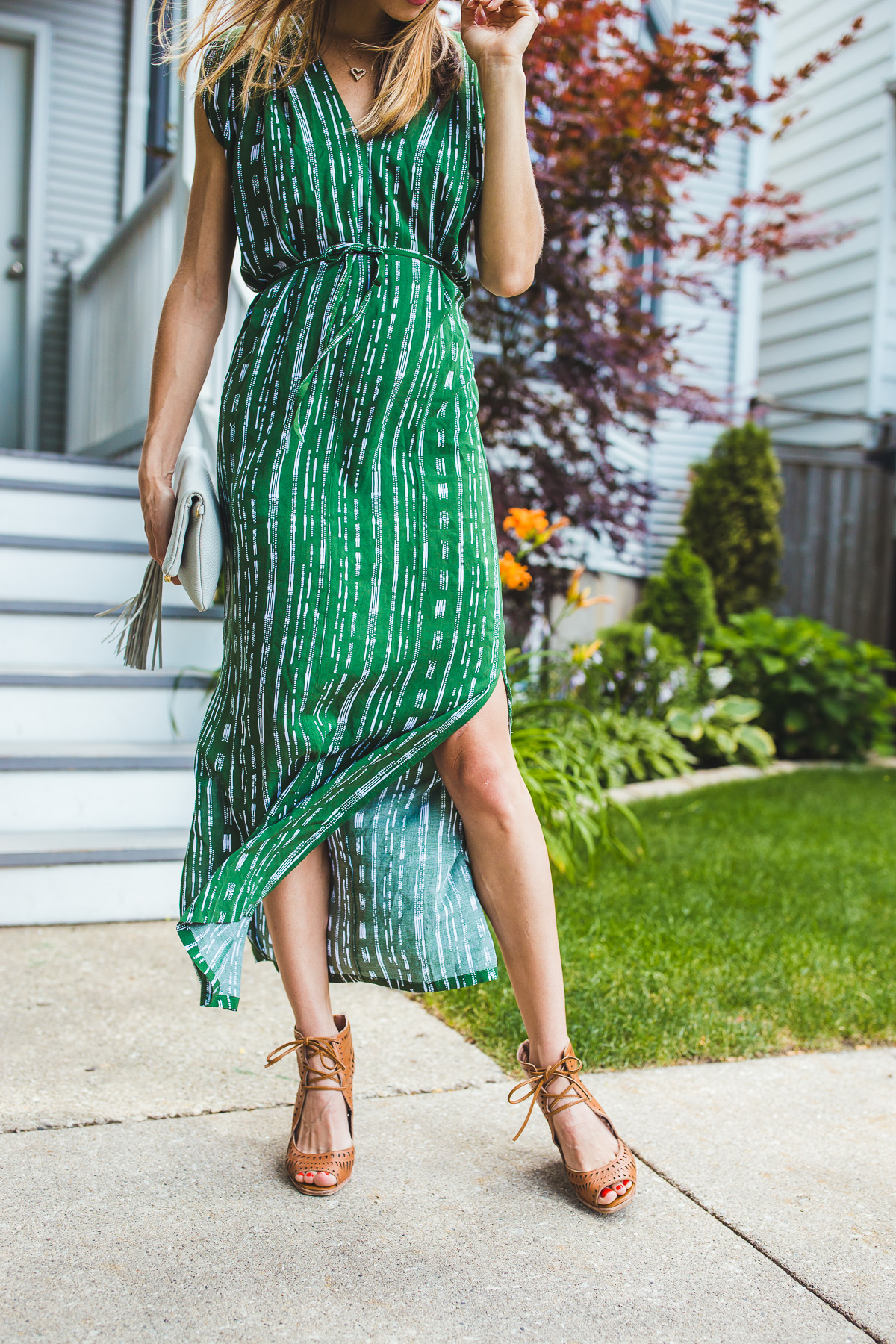 green maxi dress