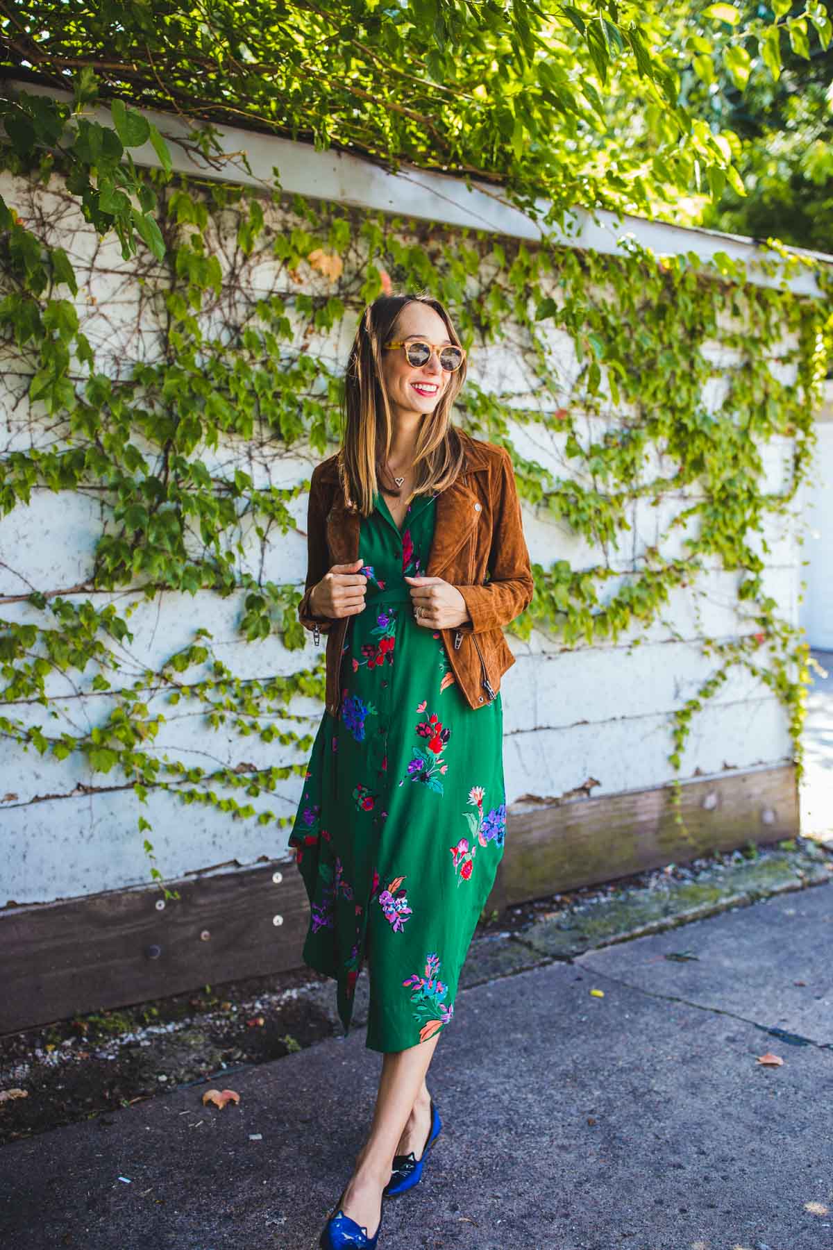 green floral dress