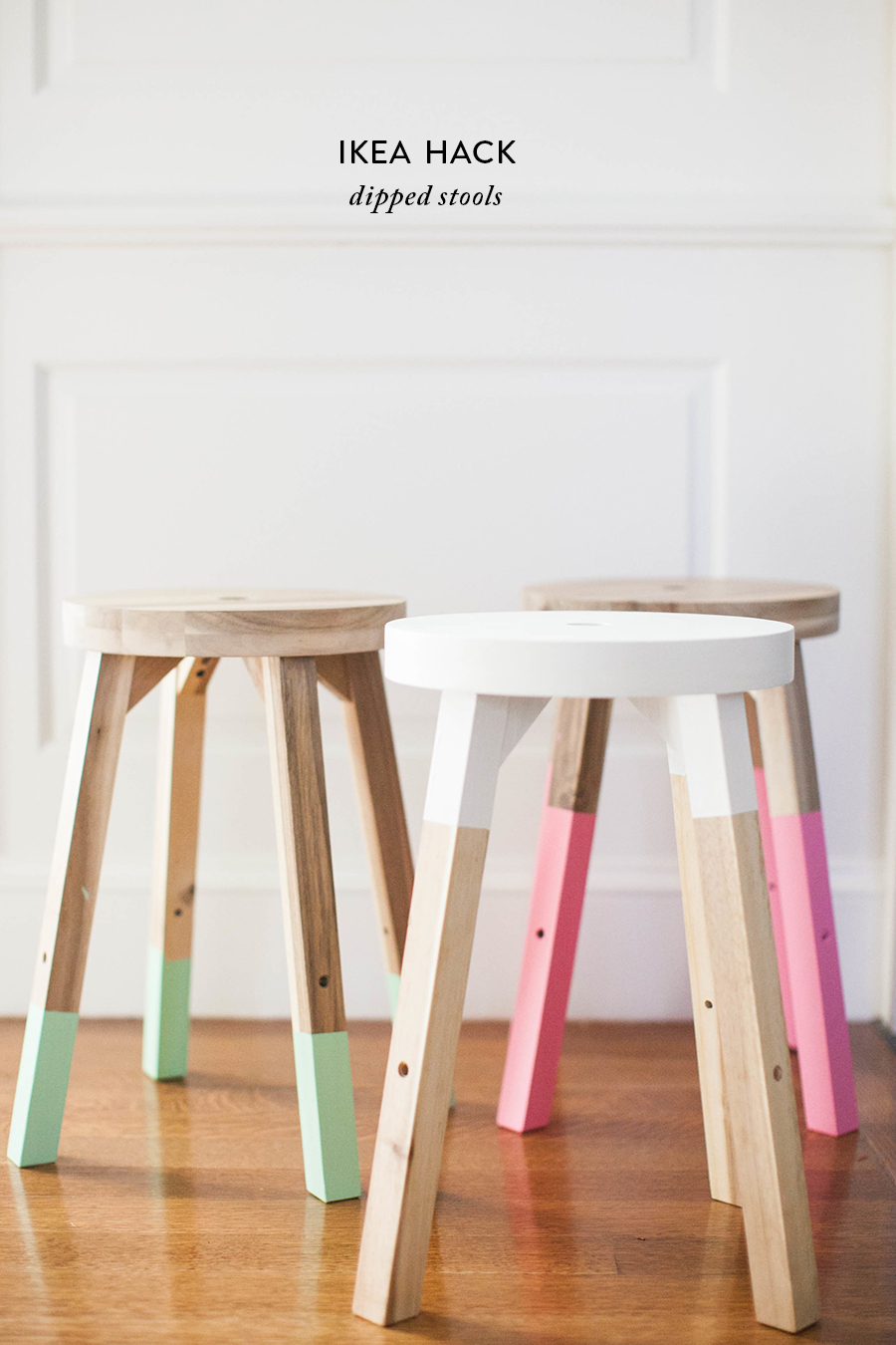 easy paint dipped wooden stool ikea hack