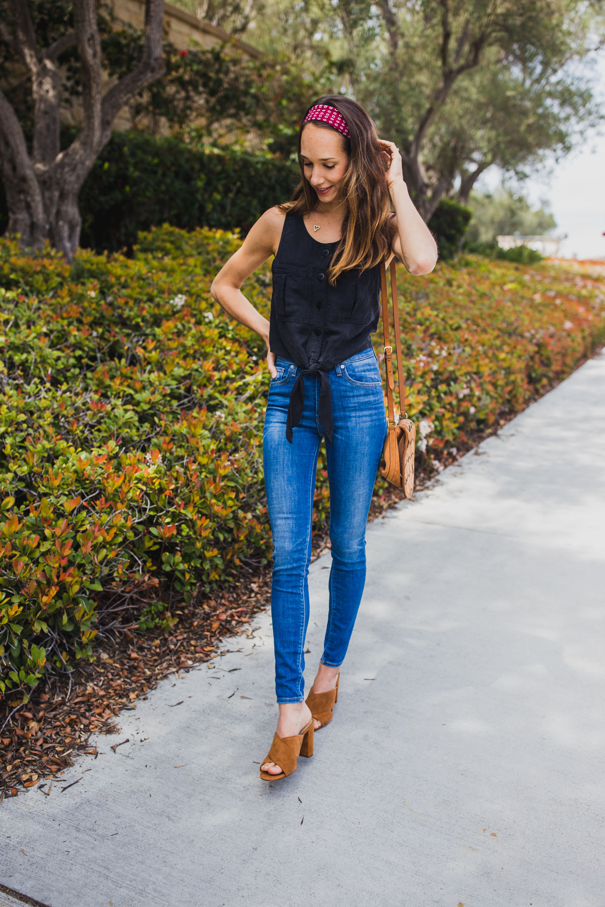 summer outfit idea: Tie Front Tank & Denim