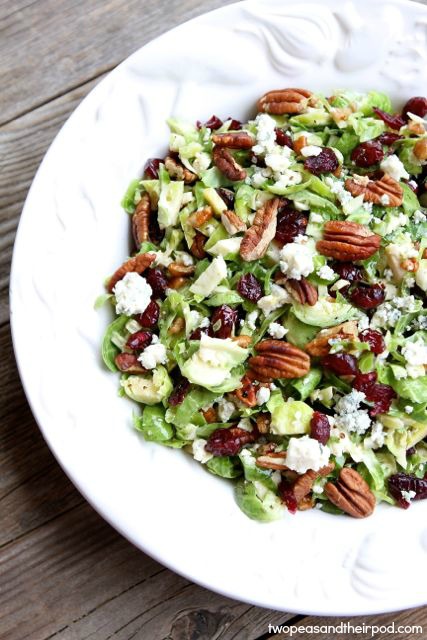 Chopped Brussel Sprouts Salad with Cranberries & Blue Cheese | 15 healthy thanksgiving recipes