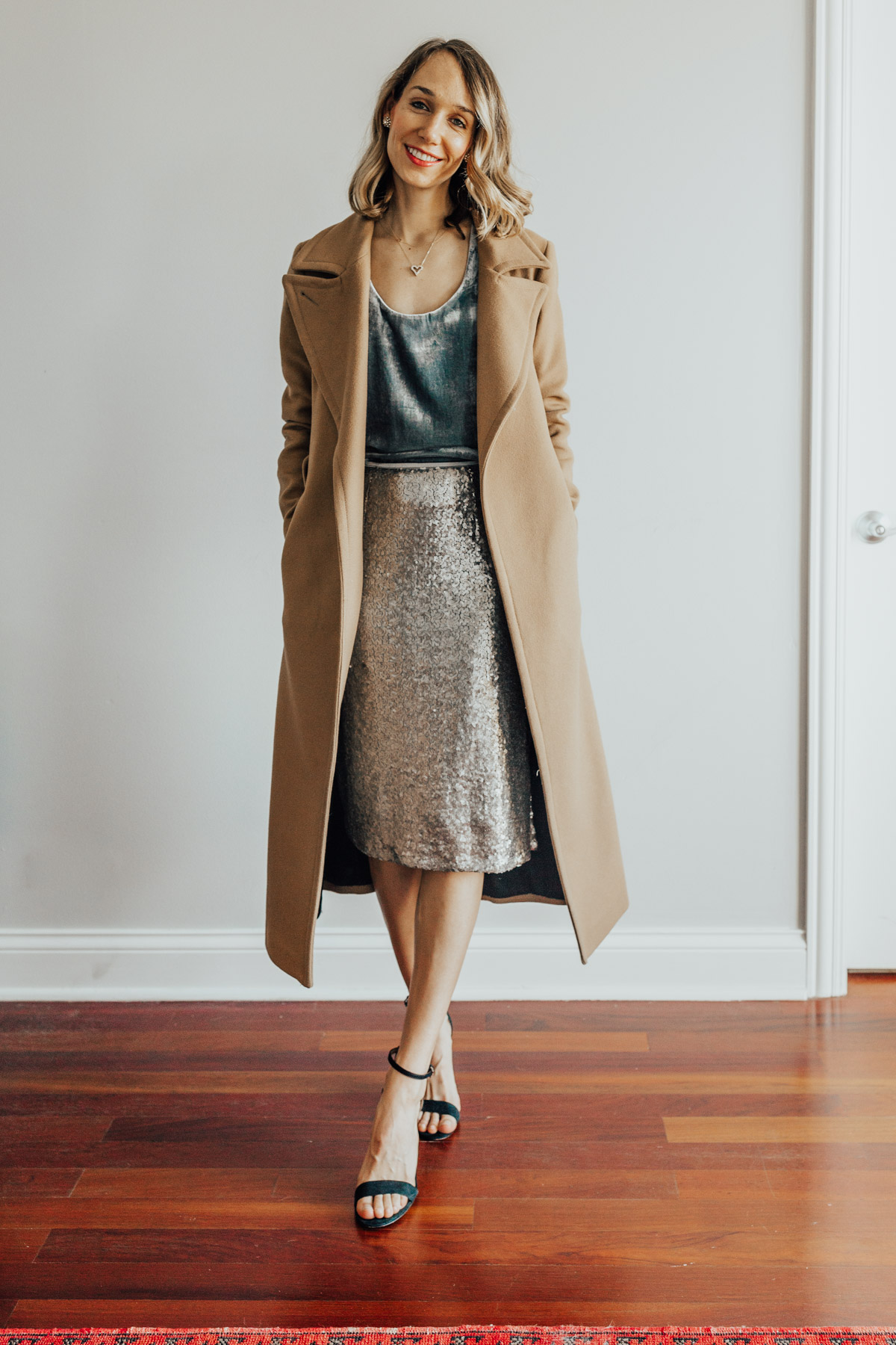 velvet top and sequin skirt