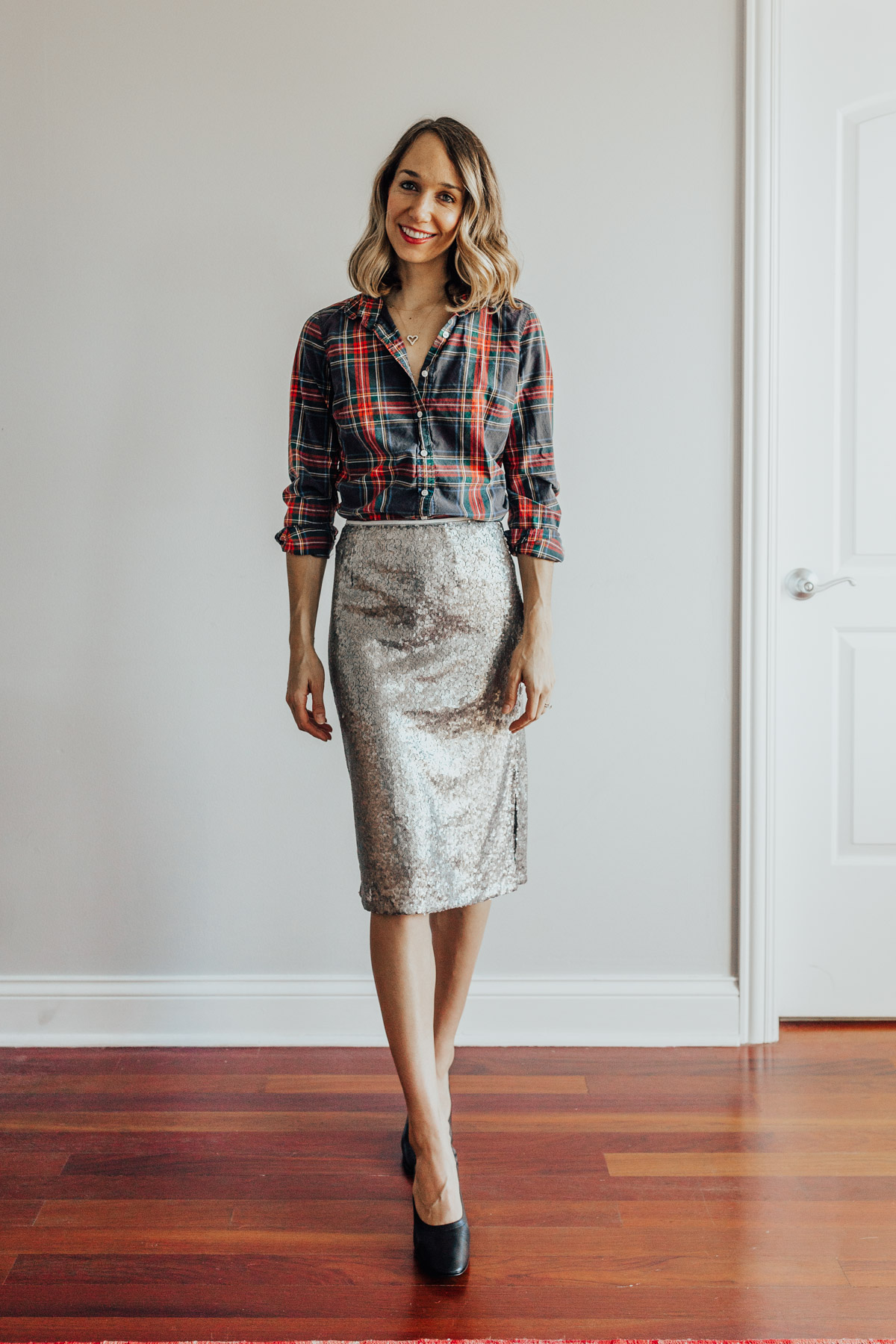 sequin skirt and t shirt