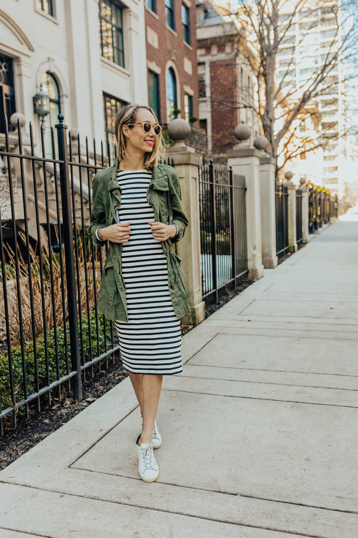striped dress outfit