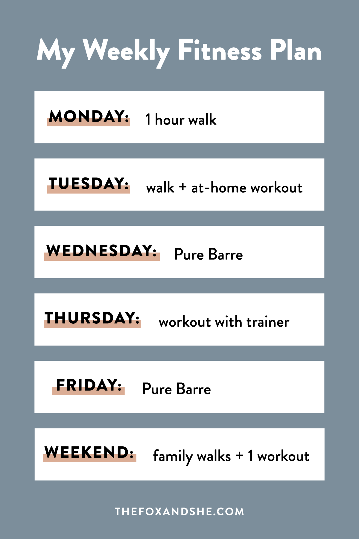 my weekly fitness plan