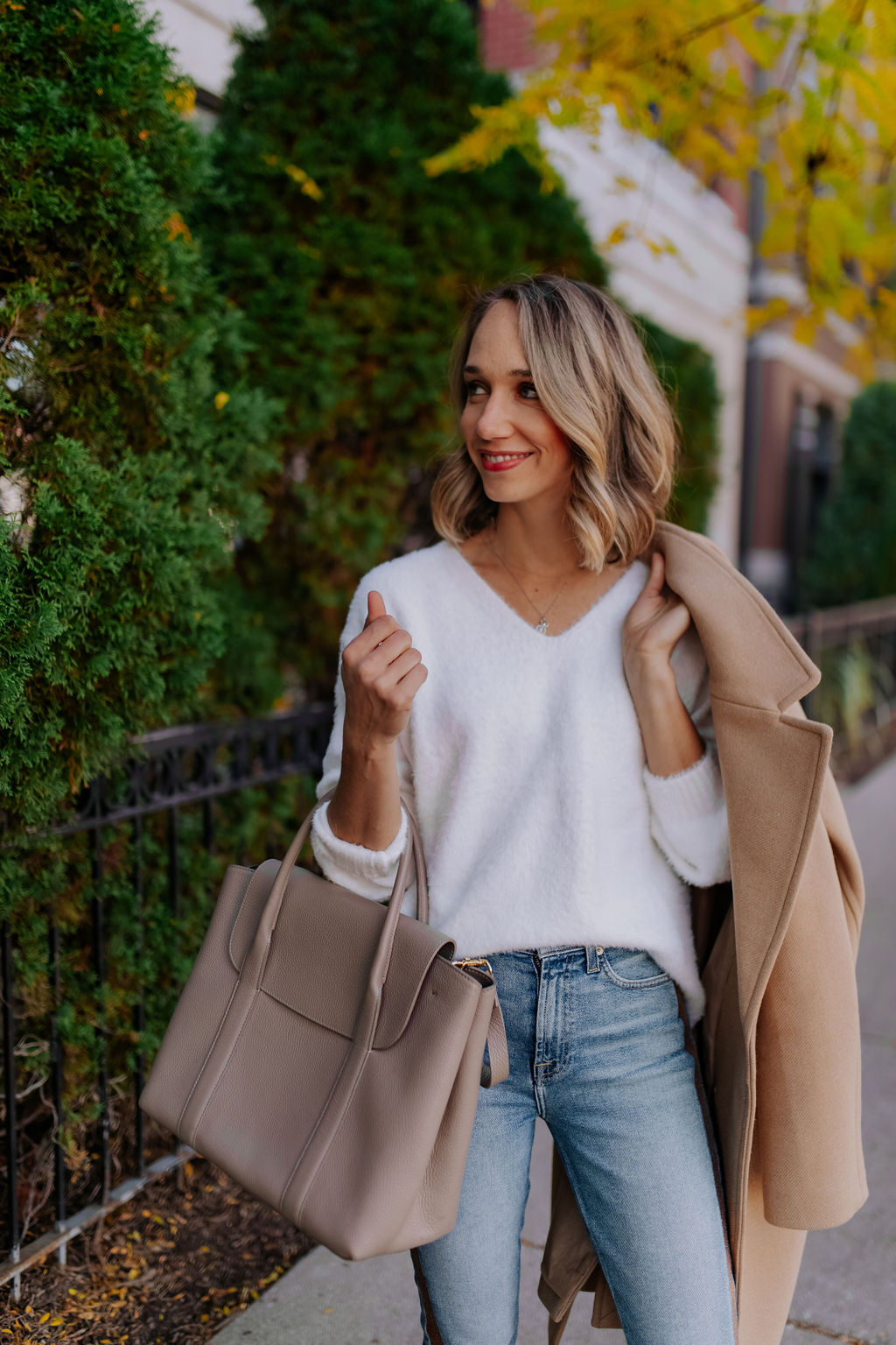 white sweater outfit