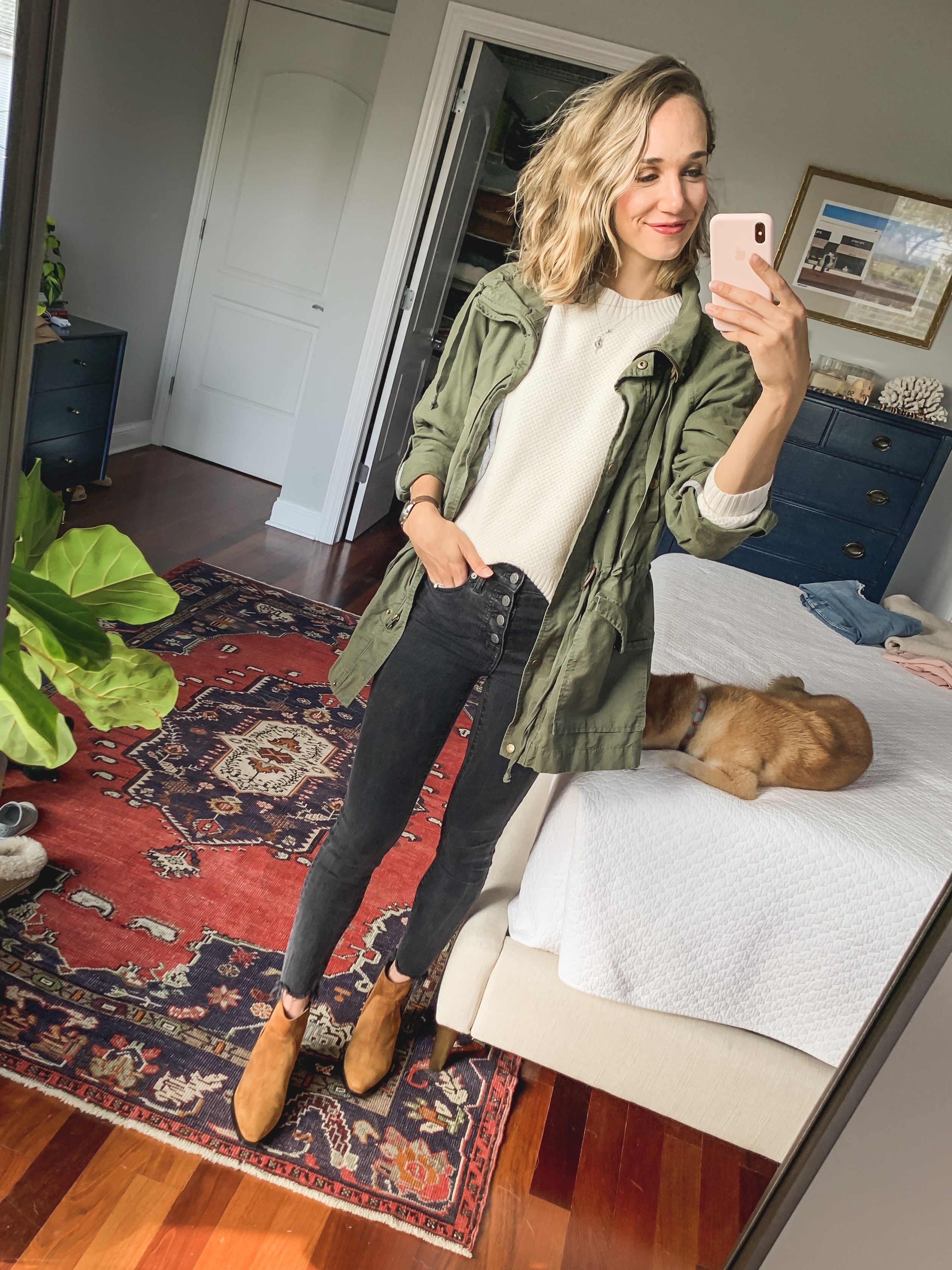 casual ivory sweater outfit