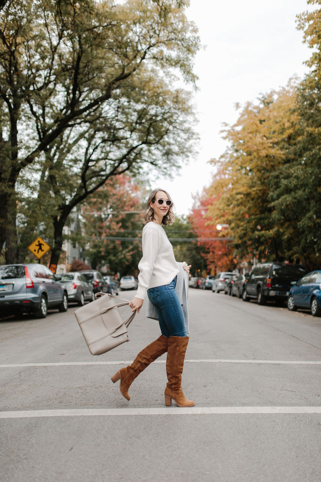 white sweater outfit