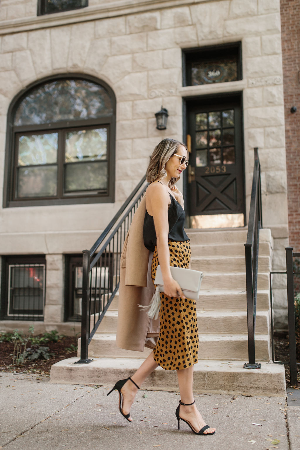 leopard skirt outfit street style