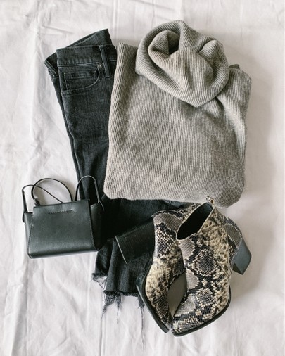 grey and black outfit