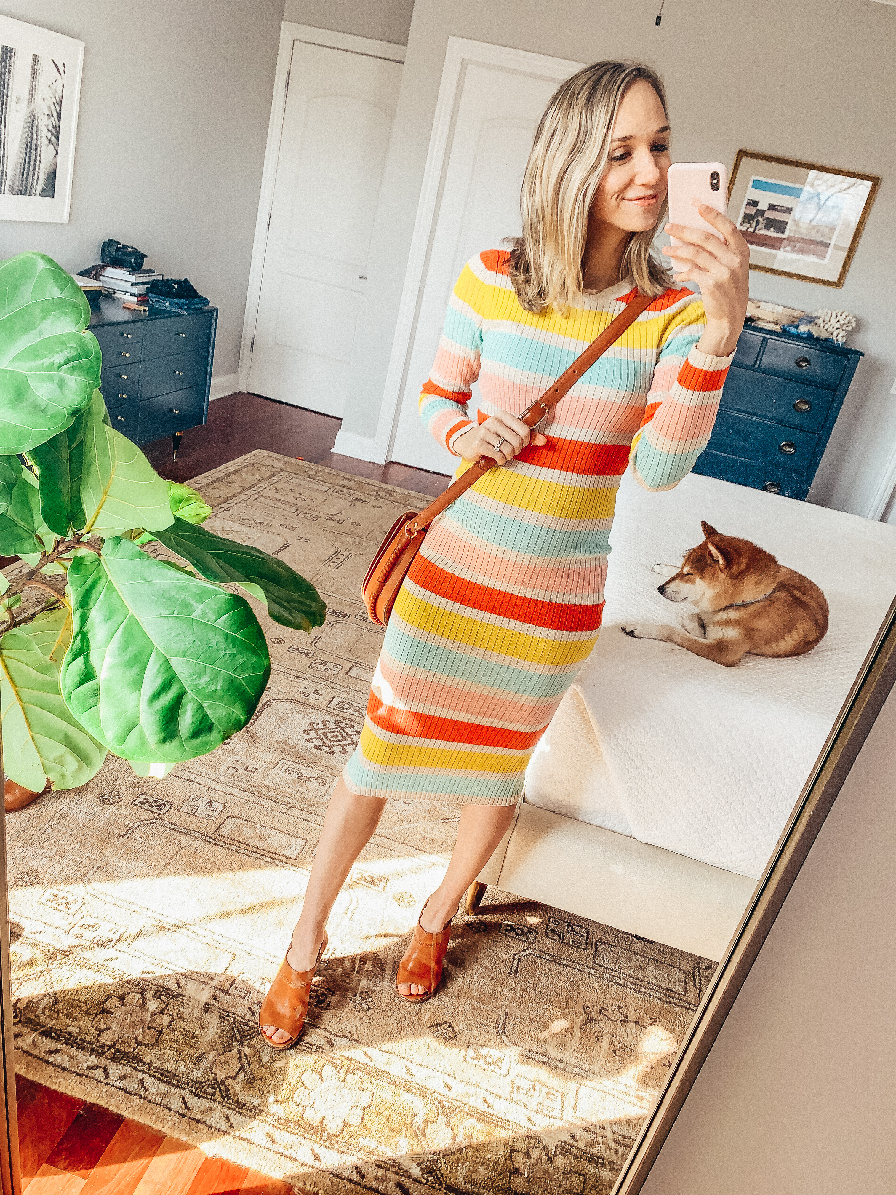 striped dress spring outfit