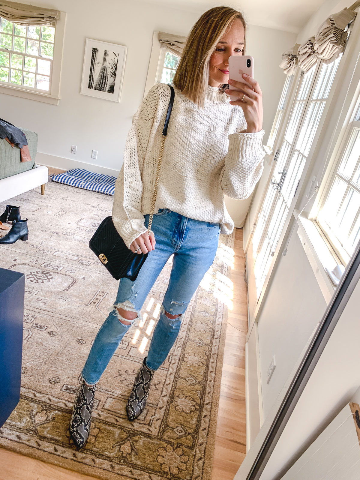 white sweater outfit