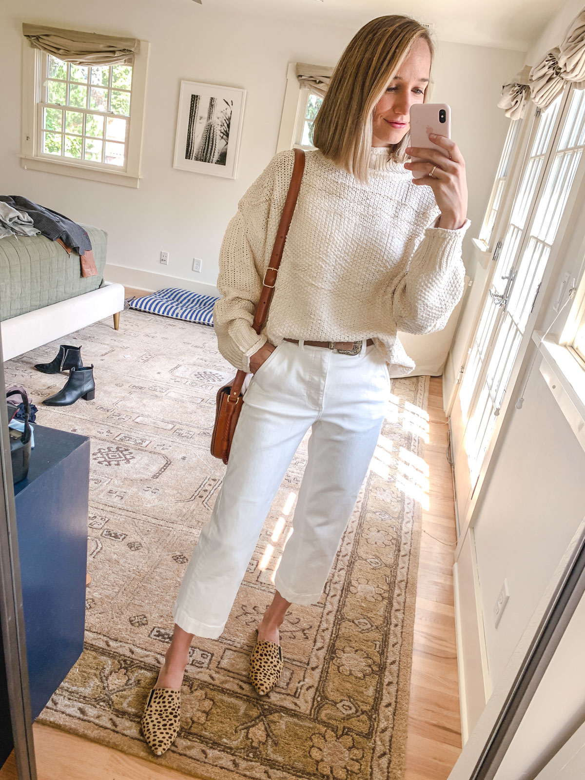 white on white outfit for fall