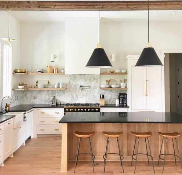 Inspiration & Ideas for Our Kitchen Renovation | black, white and wood kitchen
