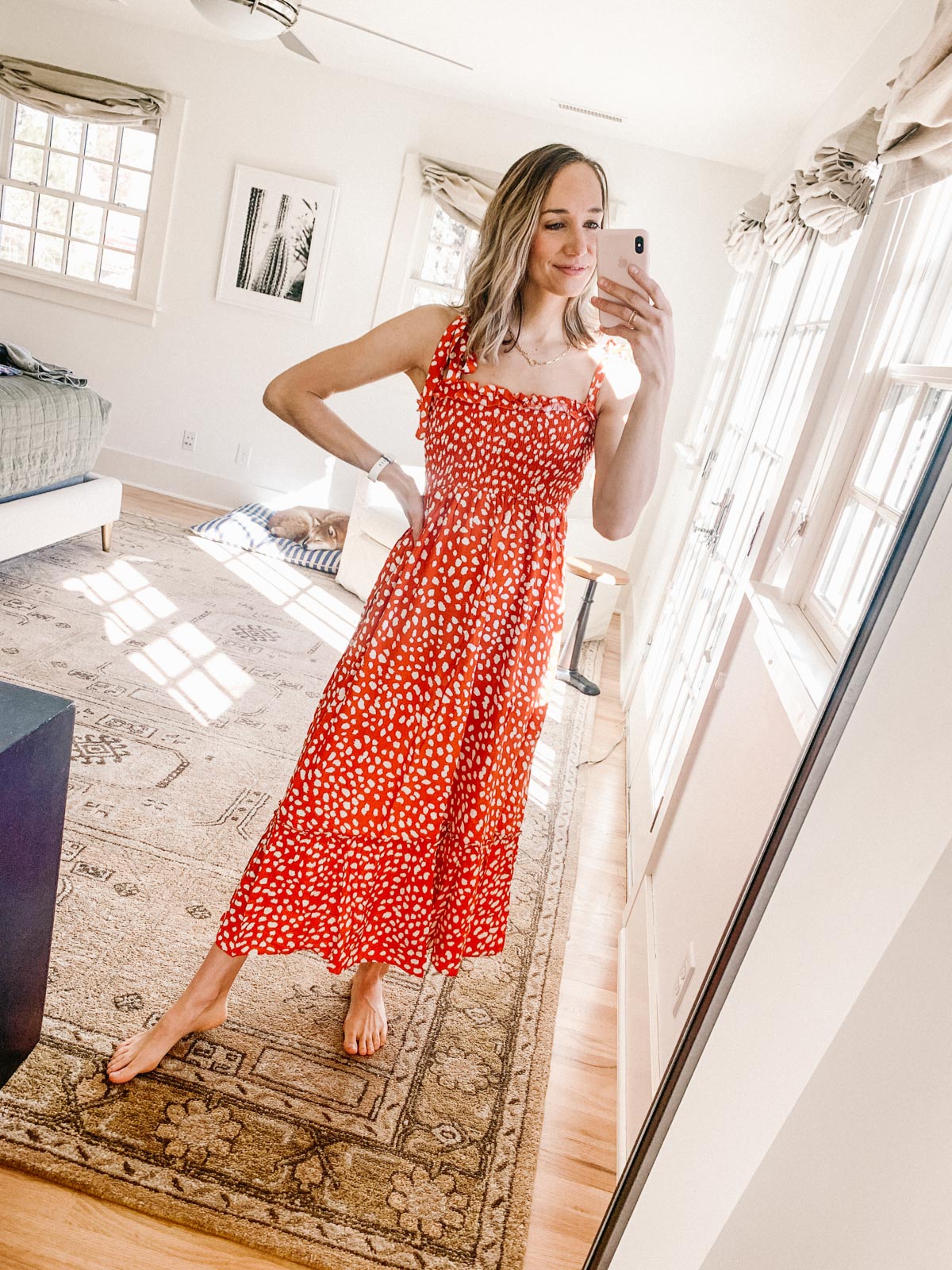 red smocked dress for spring red smocked dress for spring