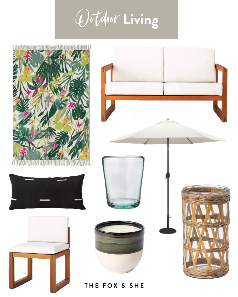 collage of furniture  from fox and she on how Decorate Your Outdoor Space