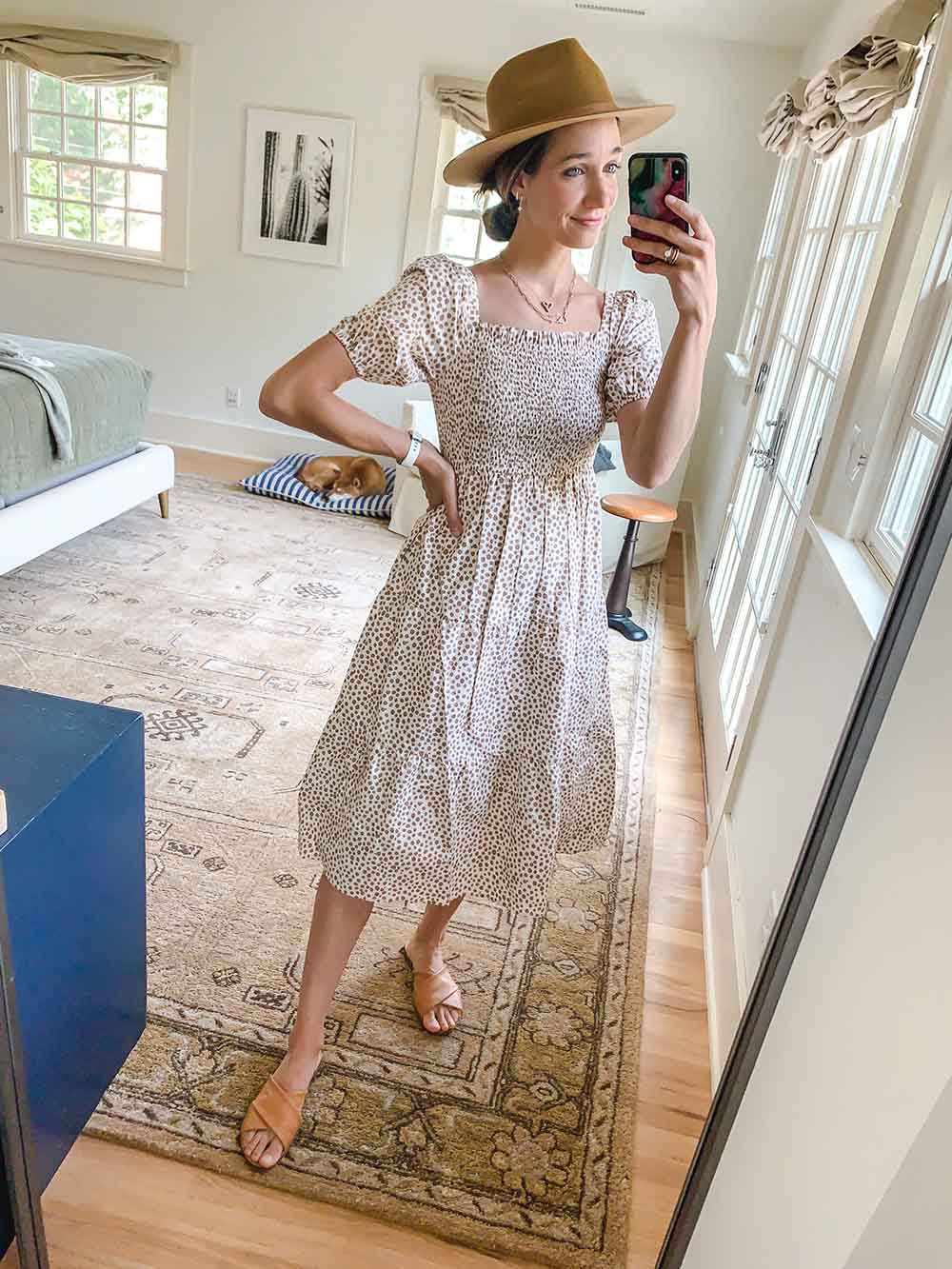 amazon dot smocked midi dress
