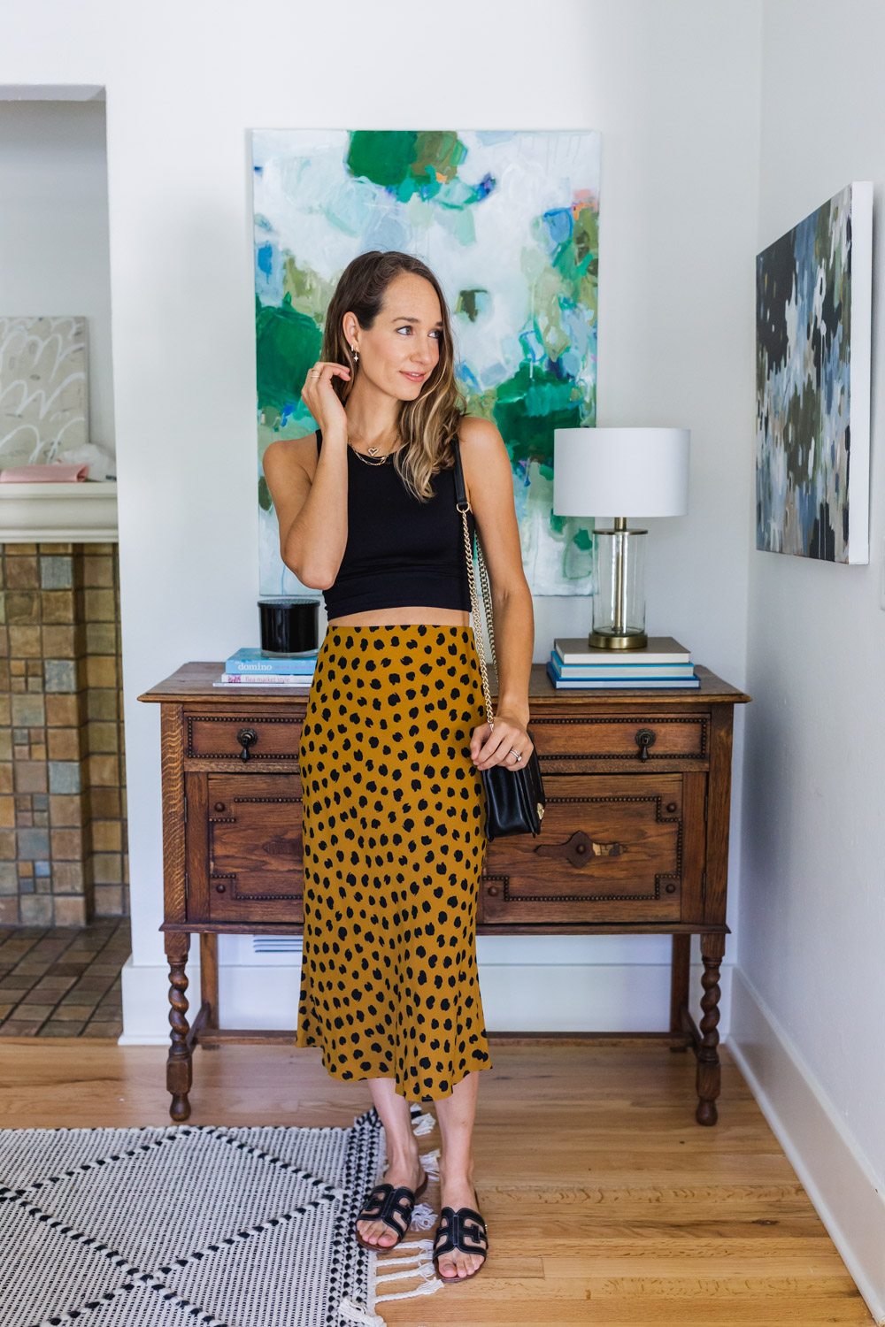 leopard skirt outfit for summer