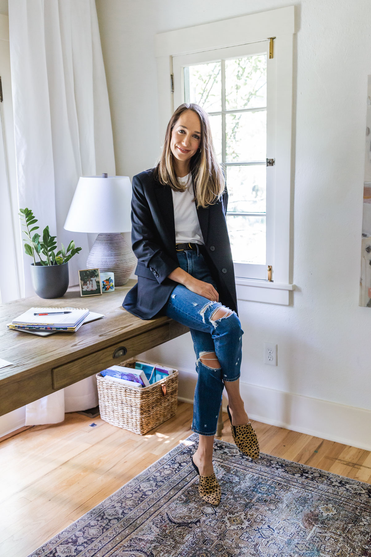 blazer and jeans outfit from the every day capsule wardrobe