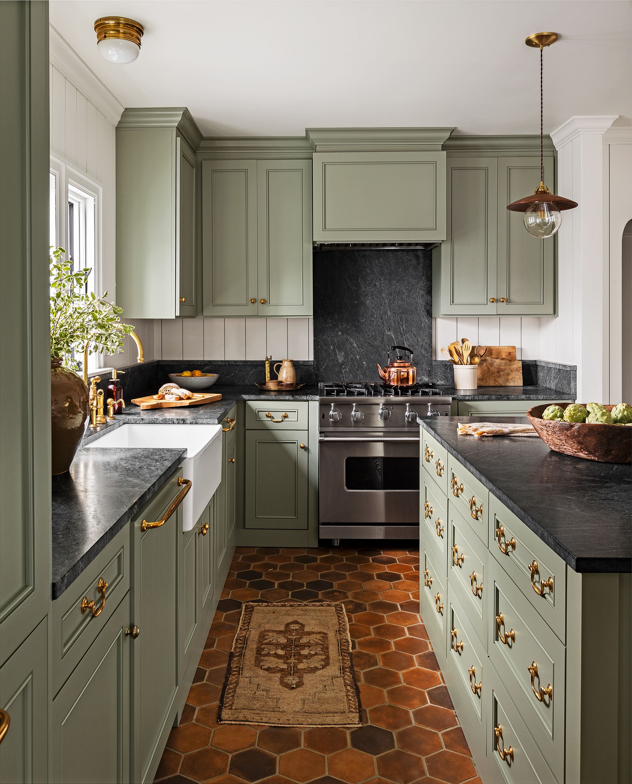 kitchen green cabinets, black countertops kitchen green cabinets, black countertops