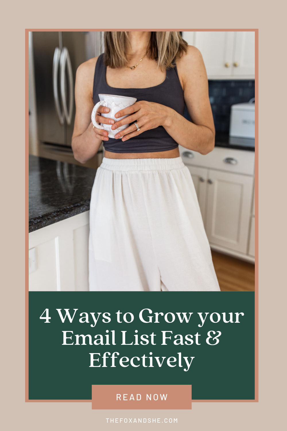 woman in her kitchen and sharing how to Grow your Email List