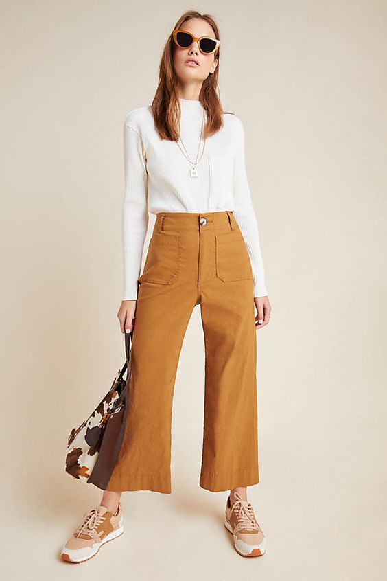 how to style anthropologie wide leg pants