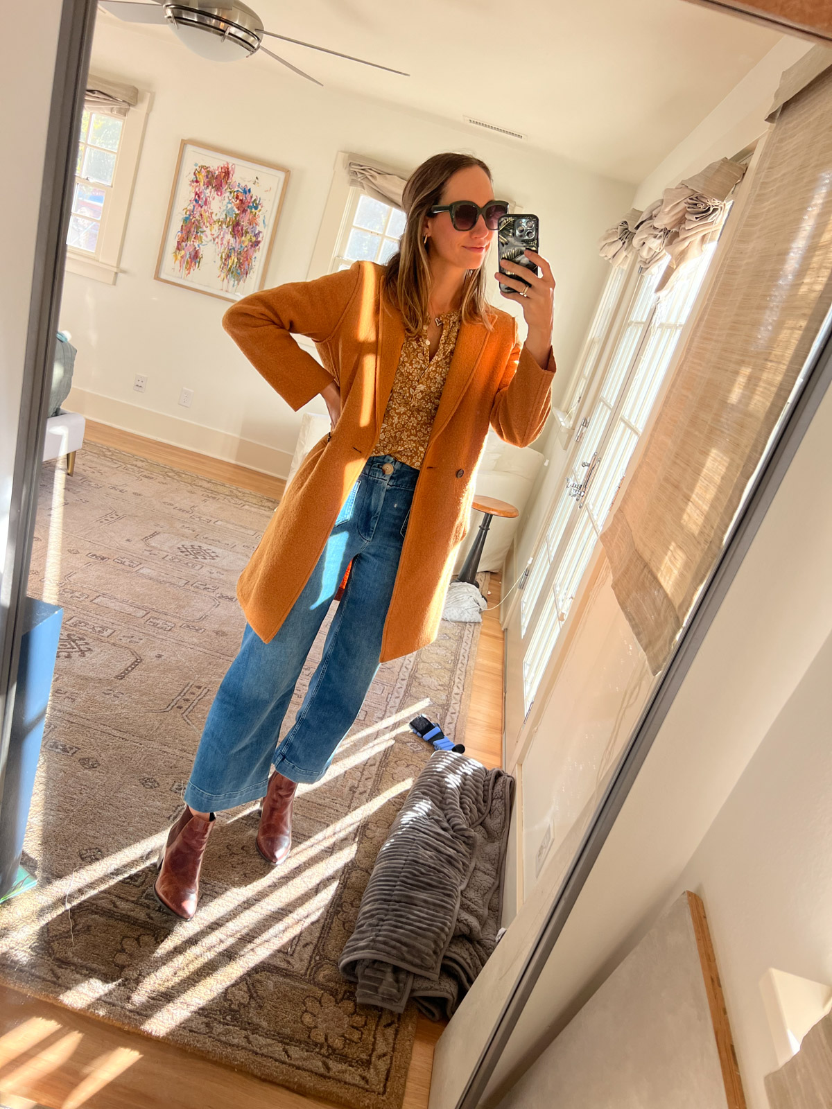 Denim Colette pants from Anthropologie—sizing and review