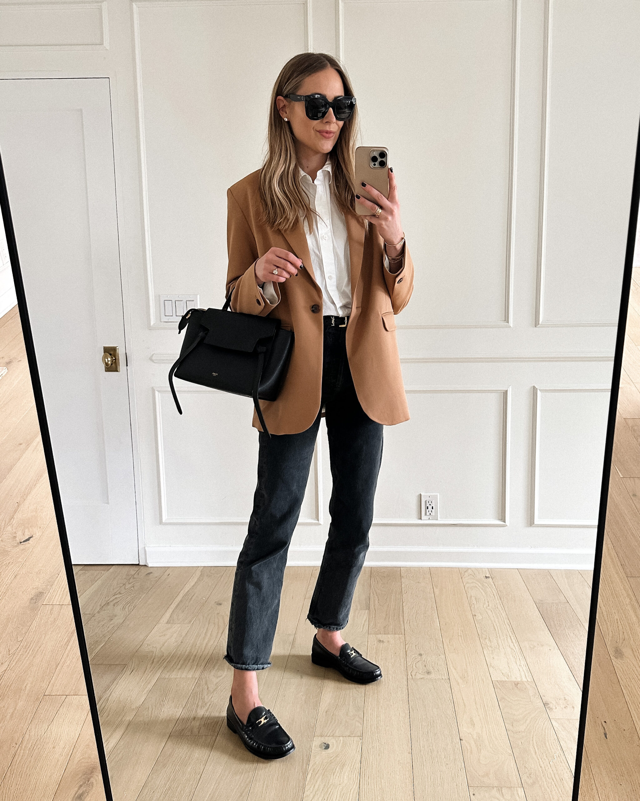 how to wear loafers with a camel blazer