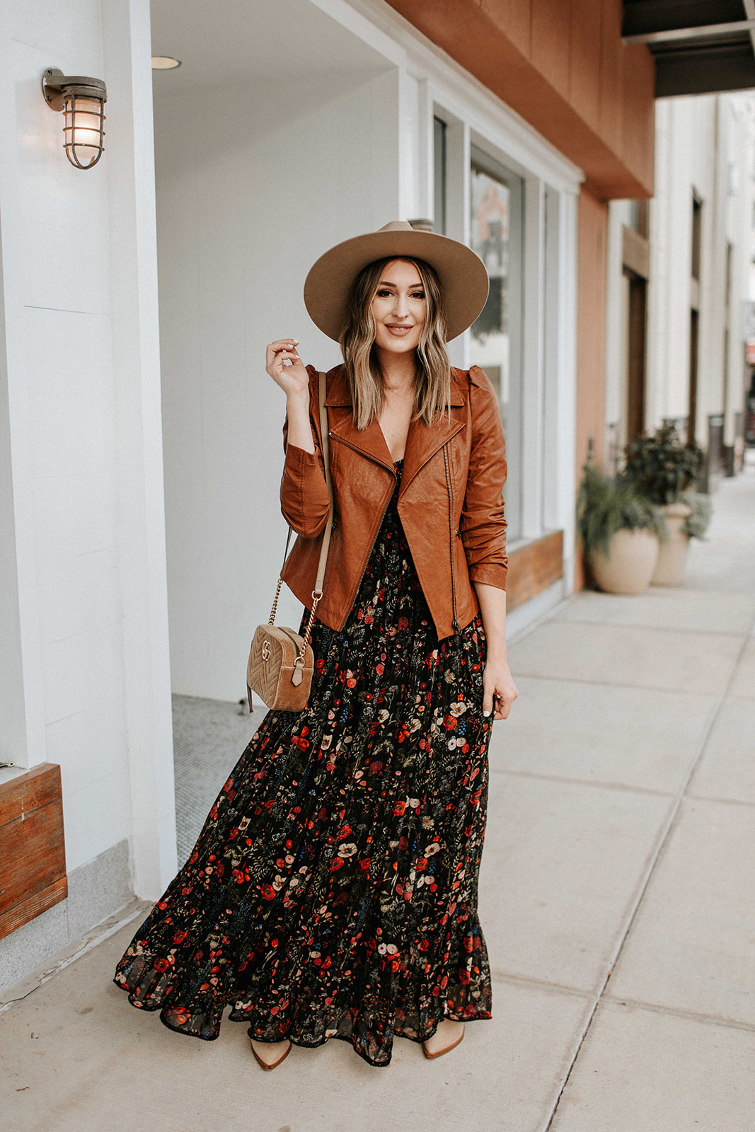 fall maxi dress and ankle boots outfit