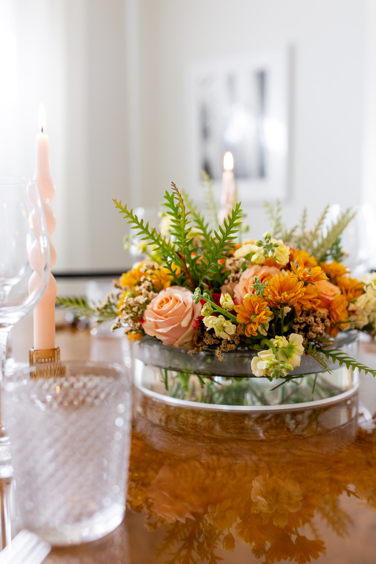 low vase for floral arrangement