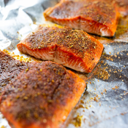 baked salmon with sweet smoky rub