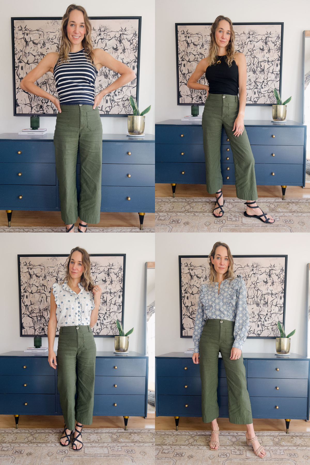 what to wear with green pants this spring