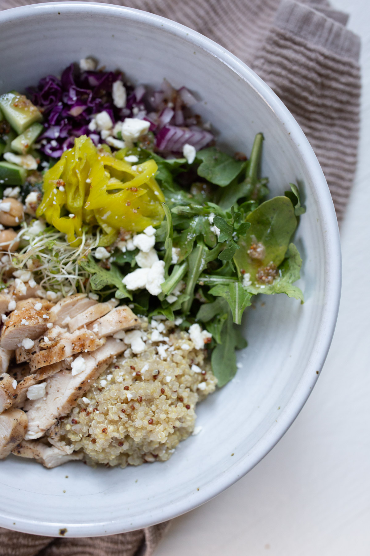 greek quinoa salad bowl