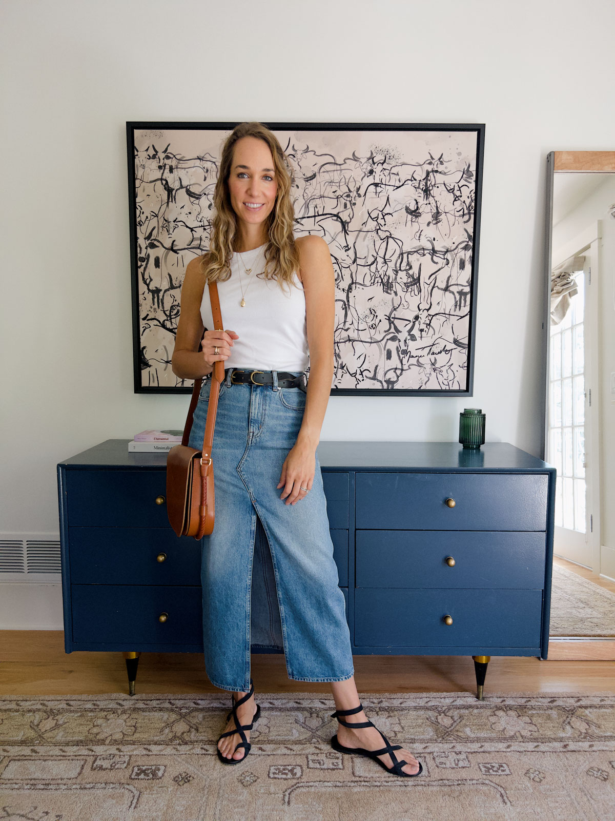 How to style long jean skirts best sale