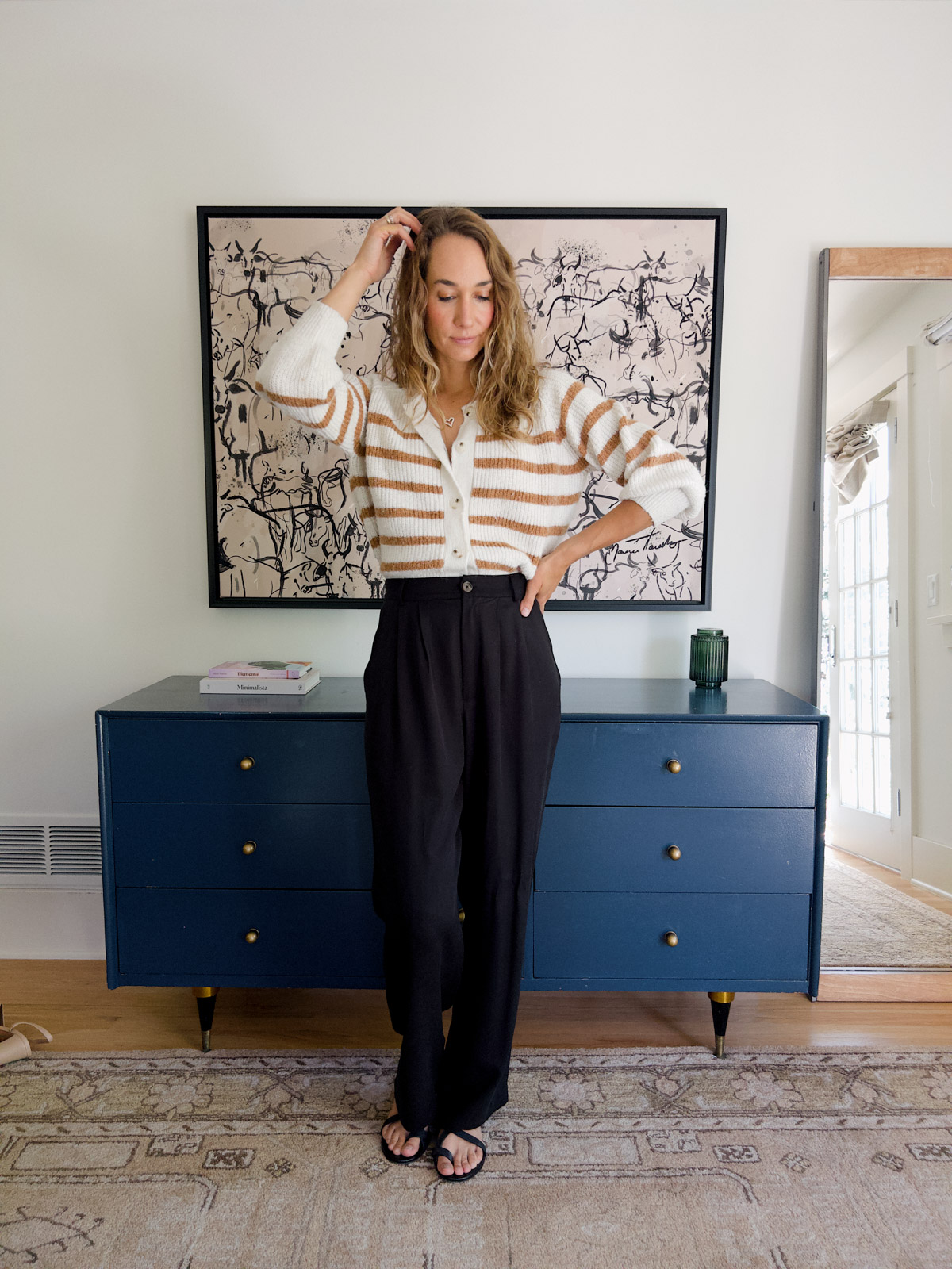 cardigan and wide leg pants