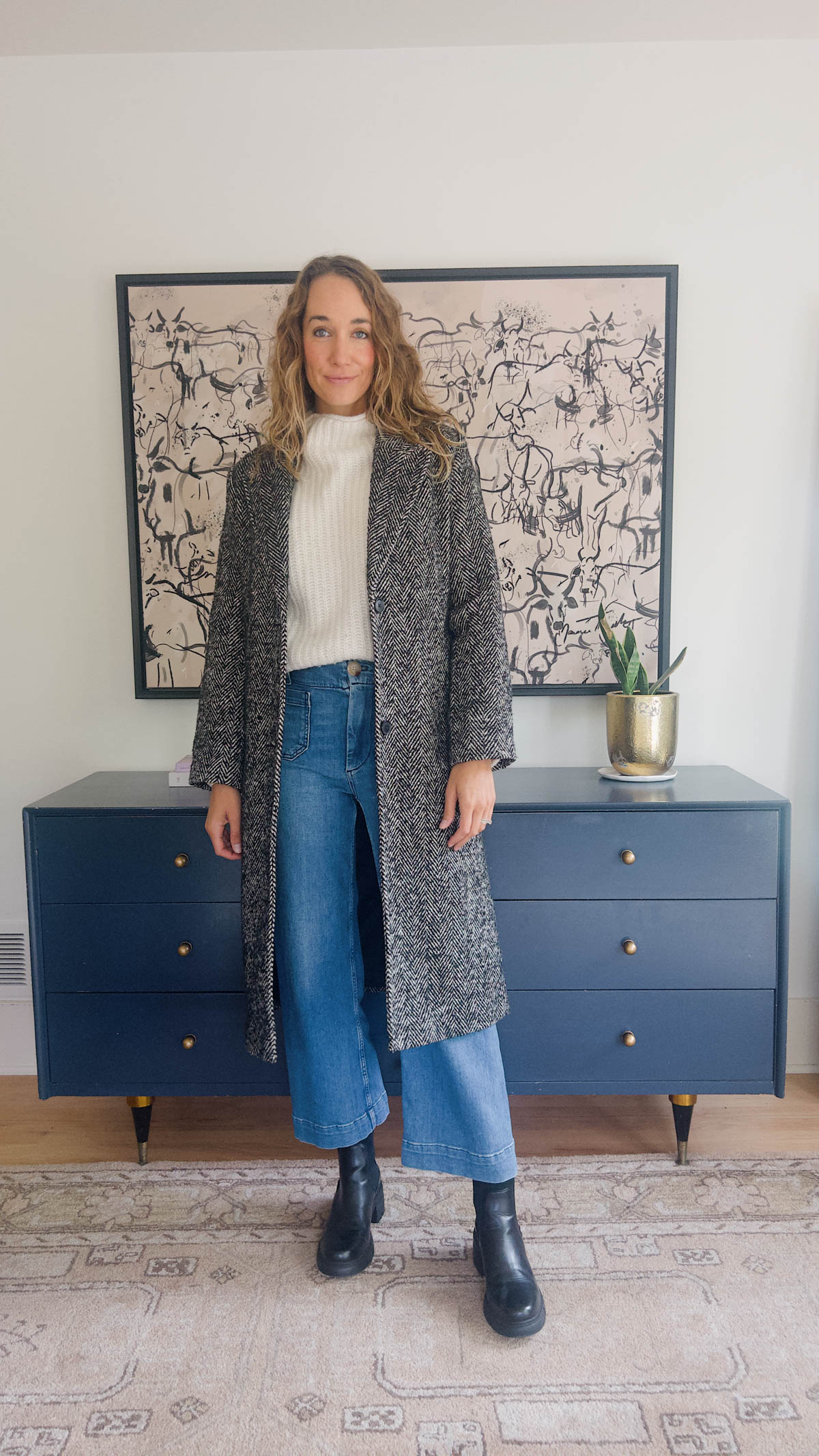 how to wear wide leg cropped jeans for fall