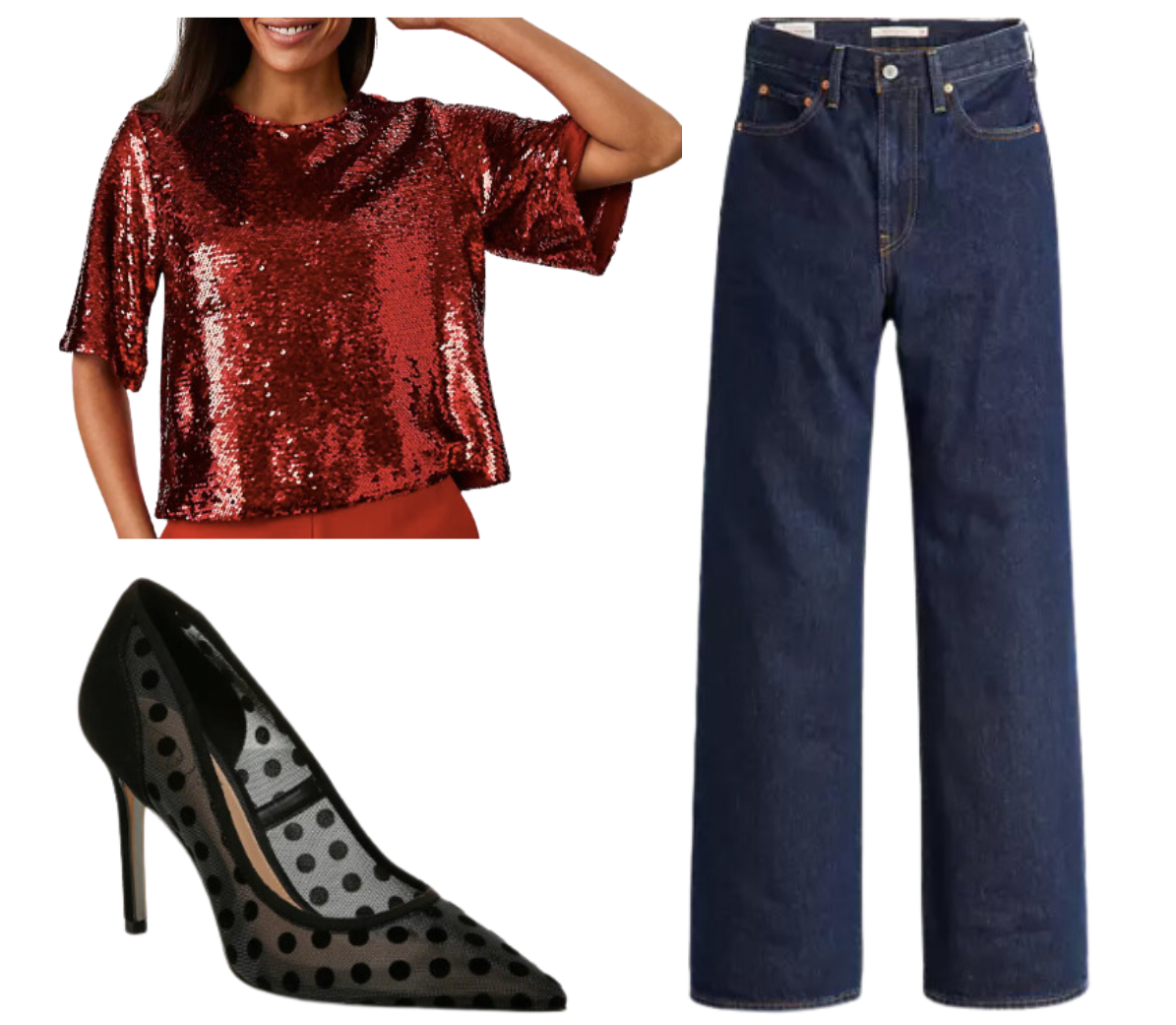 sequin shirt holiday outfit