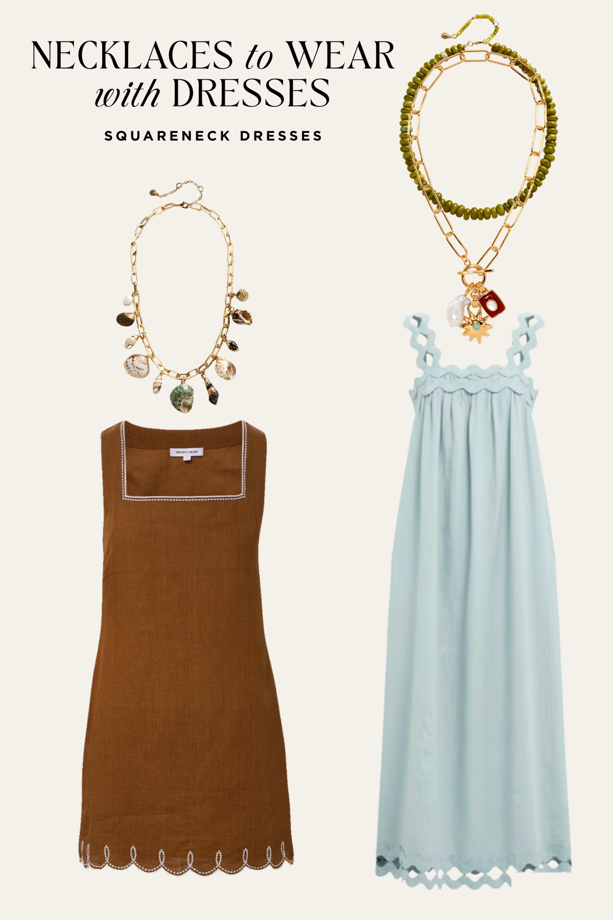 what necklaces to wear with square neck dresses