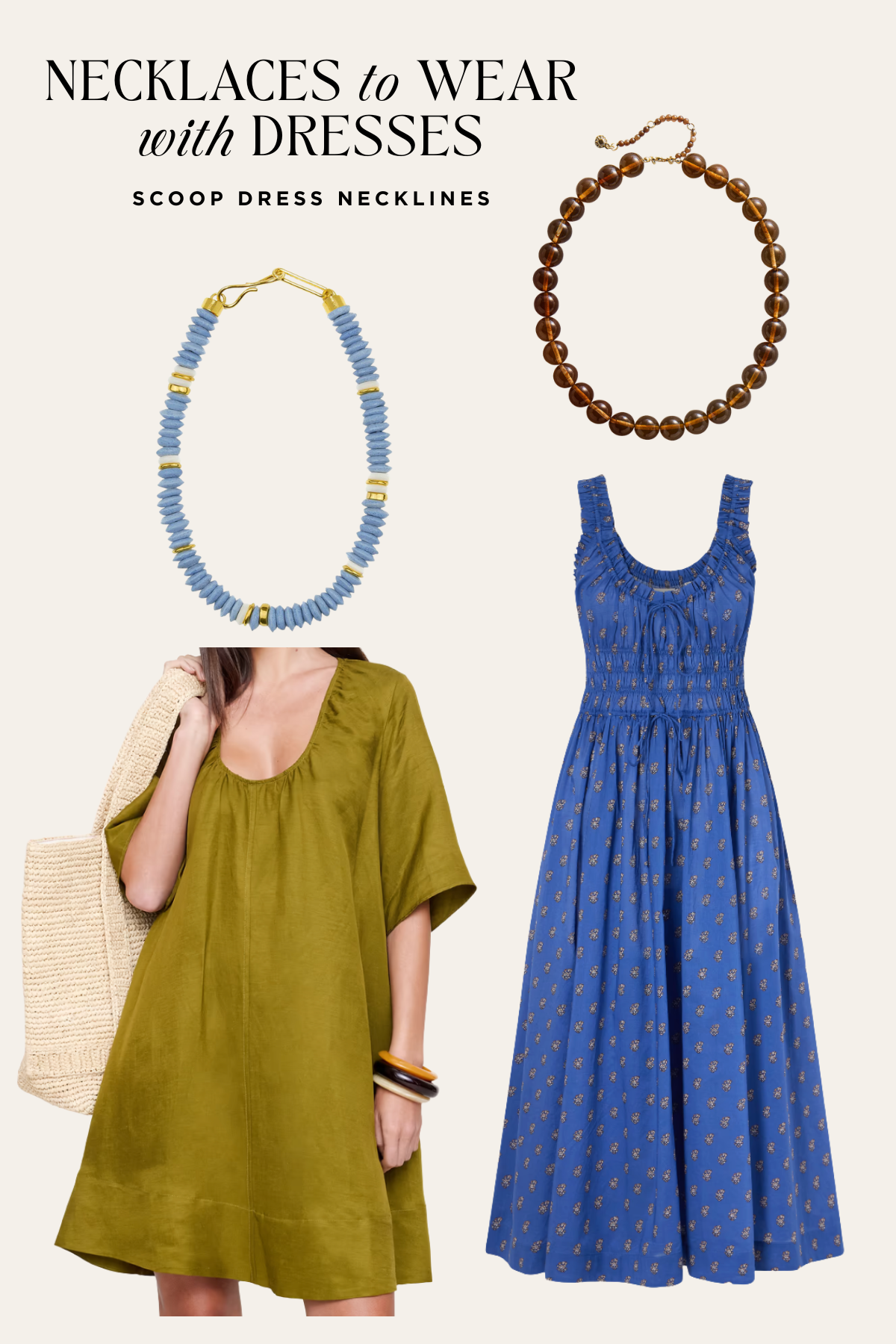 what necklaces to wear with scoopneck dresses